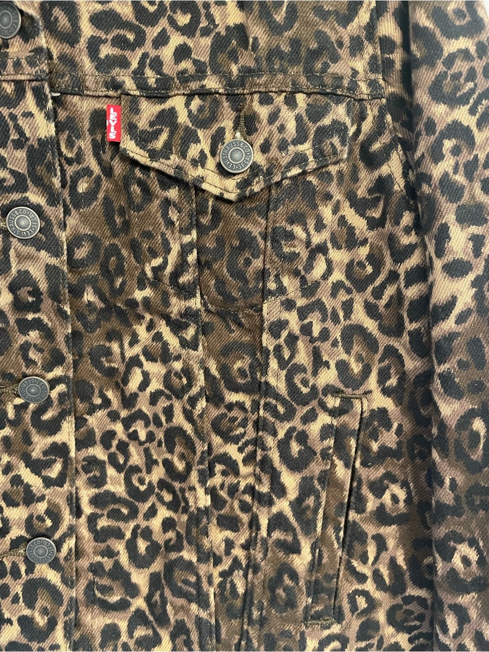 Levi's Women's Leopard Print Denim Jacket - Brown/Black, size Medium - Picture 5 of 7